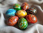 Set of 8 Wooden Easter Eggs Painted Ukrainian Pysanky Pysanka Present Gift 2.5''