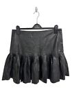 Perfectly Priscilla Women's Black Faux Leather Asymmetrical Mini Skirt Size 1XL