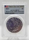 2021 P- MORGAN  Silver Dollar PCGS MS70 First Day of Issue -PHILADELPHIA- FLAG