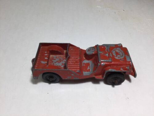 New ListingVintage Tootsie Toy Red Army Jeep Star Military Truck Die Cast Car 3.65” Long