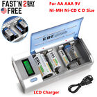 EBL Universal LCD Charger For 9V AA AAA C D Cell Ni-MH/Cd Rechargeable Battery