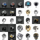 Vintage Mens Silver Stainless Steel Gothic Punk Biker Rings Jewelry lots Sz8-15