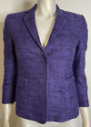 AKRIS Purple Silk Jacket Womens 2 XS S 3/4 Sleeves Gathered Back Trim Blazer