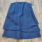 Halston Heritage Dress Women Size 12 Strapless Tiered Mini Embroidered Navy NEW