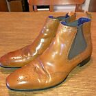 Gucinari Mens Leather Double Stretch Side Chelsea Wingtip Boots Brown Size EU 44