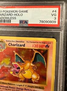 PSA 3 Shadowless Charizard Base Set VG 4/102 Holo 1999 Pokémon Very Good