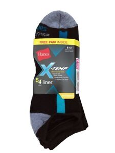 Hanes® X-TEMP Men's Black No Show Socks 5-Pack size 6-12   