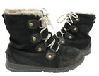 Sorel NL3039-010 Explorer Joan Black Leather Lined Winter Snow Boots Women's 7.5