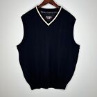 Dale Of Norway Sport Sweater Vest Black Pure New Wool Striped Logo Mens Medium