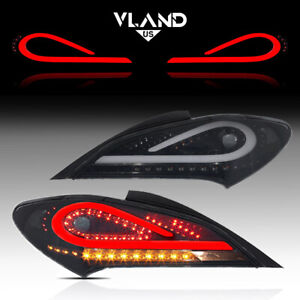 VLAND LED Smoked Tail Lights For 2010-2016 Hyundai Genesis Coupe w/Sequential