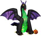 11.5' Gemmy Airblown Halloween Inflatable Animated Fire and Ice Dragon w Pumpkin
