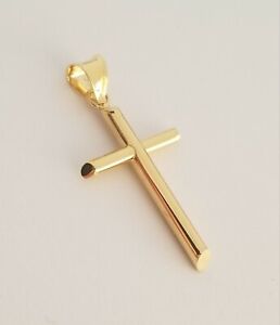 14k Yellow Real Gold Traditional Cross Religious Pendant