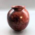 New ListingArt Pottery Vase Oxblood Red Glaze Handmade Ceramic Round Signed 5