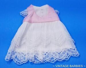 Vintage Skipper Doll Sized Pink & White Dress Near Mint ~ 1960's