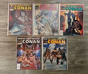 The Savage Sword of Conan 5 Marvel Magazine lot # 103, 107, 109, 112, & 121 VG-F