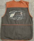 Vintage Wool Leather Vest Satin Lined Well Made Tooled Embroidered Hunting Large