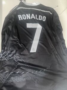 Cristiano Ronaldo #7 Real Madrid 2014 Large Black Dragon Jersey Long Sleeve CR7