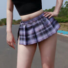 Women Schoolgirl Mini Skirt Role Play Costume Mini Plaid Pleated Micro Skirts