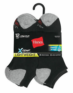 Hanes Low Cut Socks 12-Pack Men's FreshIQ X-Temp Cool Comfort Dry Wicking 6-12