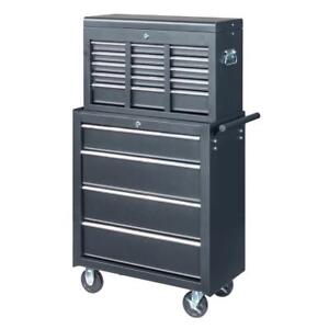 Rolling Tool Chest Tool Box with Handle / Drawers Lockable Tool Cabinet Black