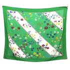 HERMES Scarf Stole Pareo Flower Floral Stripe Cotton Green White Multi with Box