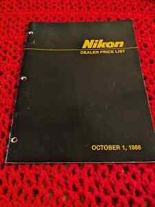Nikon Dealer Price List 10/01/1986