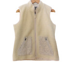 Talbots Womens Vest Sherpa Fleece Full Zip Ivory Pockets Petite Medium PM