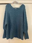 Blu Dahlia Woman's Pull Over Sweater Size 3X Turquoise textured Cuff Detail