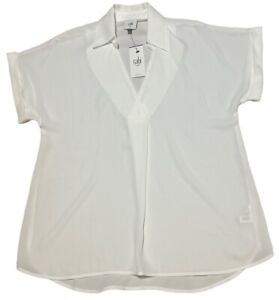 Cabi NWT White Short Sleeve Replay Top #4165 Womens Size XS