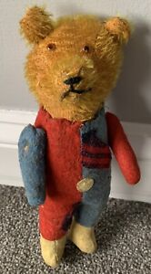 Antique Teddy Bear Clown ? Mohair & Felt Arm Rod Jointed Early Bear 9”