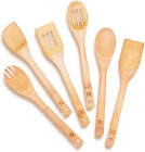 Wooden Spoons for Cooking 6-Piece Bamboo Utensil Set Apartment Essentials Wood S