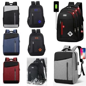 Men's Waterproof Laptop Bag Backpack Travel Rucksack School w/ USB Charging Port