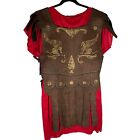 Gladiator Costume Adult One Size Red Tunic Faux Leather Armor