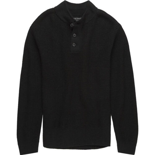 Filson 7 GG Henley Sweater 20126878 Black Peruvian Highland Wool Button CC
