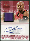 2004-05 Fleer Throwbacks Vince Carter Game Worn Jersey Patch Auto #DAA-VC