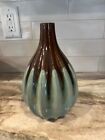 New ListingVintage Ribbed or Fluted Ceramic Decorative Brown with Teal Drip Glaze Vase 8