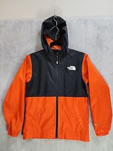The North Face Jacket Boys 10 12 Medium Black Orange Hooded Windbreaker