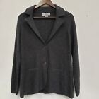 Magaschoni Womens Cashmere Sweater Blazer Size L Gray Slit Button Front Notch