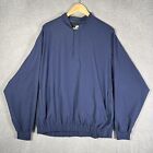FootJoy Mens Golf Windbreaker Jacket Lightweight Blue Polyester 1/4 Snap LARGE