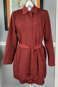 LONDON FOG Womens Medium Short Red Wine Zip Up Belted Trench Coat