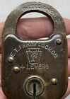 Vtg E.T. Fraim Lock Co. 4 Lever Brass Padlock Patented Dec. 15 1908 Used No Key