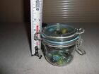 WIRE BAIL MASON JAR with 55 ASSORTED MARBLES