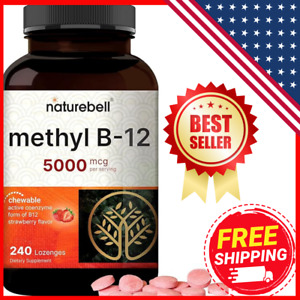NatureBell Ultra Strength Vitamin B12 Methylcobalamin 5000mcg, 240 Strawberry 12