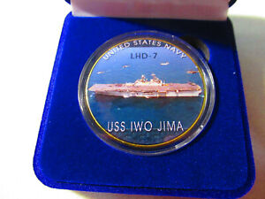 US NAVY - USS IWO JIMA (LHD-7) Challenge Coin w/ Presentation Box