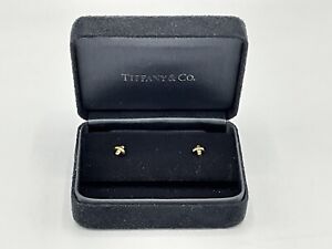 Tiffany & Co. 18k Yellow Gold Signature Mini X Stud Earrings Original Backs