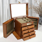 5 Layers Vintage Large Jewelry Organizer Wooden Storage Box Case with 4 Drawers