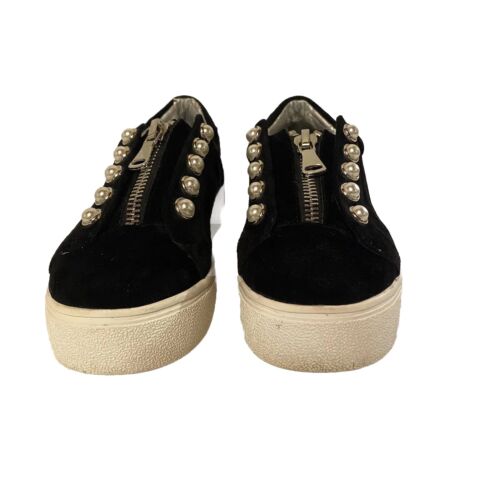 Steve Madden LYNN Velvet Pearl Black Platform Sneakers Women's Shoes Size 7M.