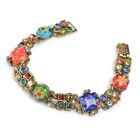 Millefiori Glass Geometric Colorful Art Deco Link Bracelet by Sweet Romance USA