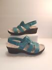 NWOB Clarks Collection Turquoise Leather Sandals Women Size 9.5M LEXI QWIN....