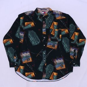 C4664 VTG Tommy Hilfiger Men's Geometric Button Up Shirt Size XL